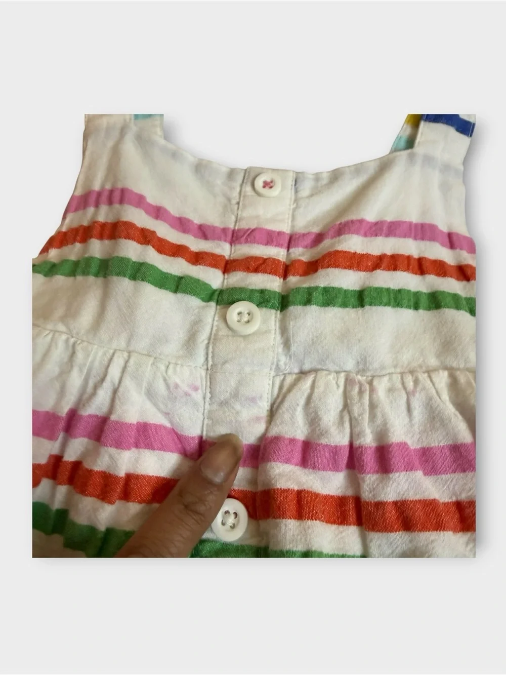 Mini Boden Colorful Striped Seersucker Pinafore Dress